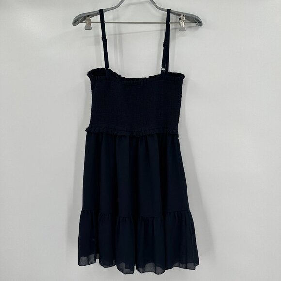 Quince Chiffon Smocked Sleeveless Mini Dress sz S Small Women's Navy Blue NWT - Picture 7 of 7